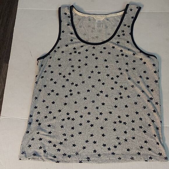 Lucky Brand Gray Star Tank Top Size XL Holiday July 4th Patriotic Comfy Soft - Picture 1 of 8